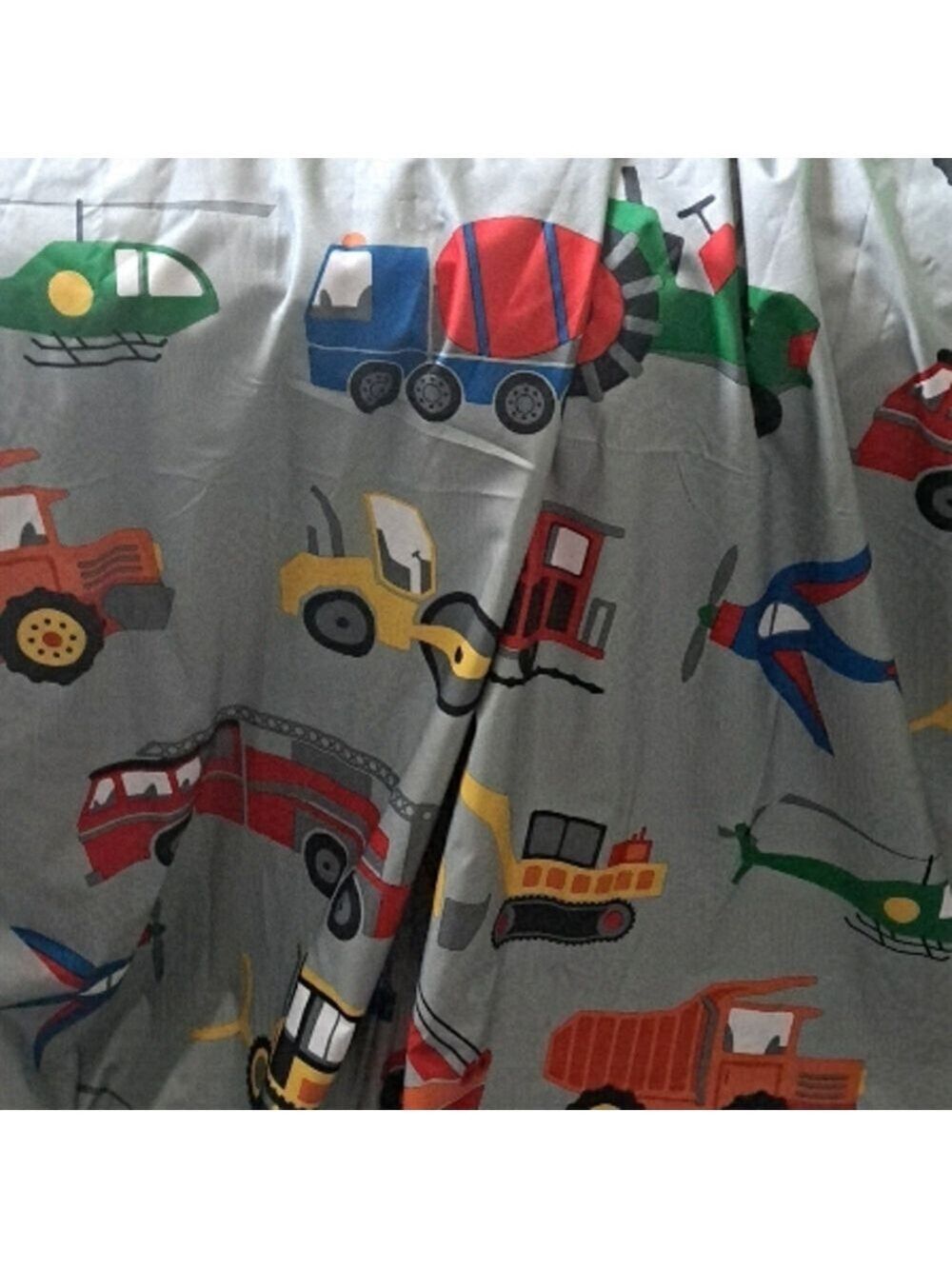 KIDS CONSTRUCTION VEHICLES lined SINGLE curtain panel 42X84 tonka toys digger